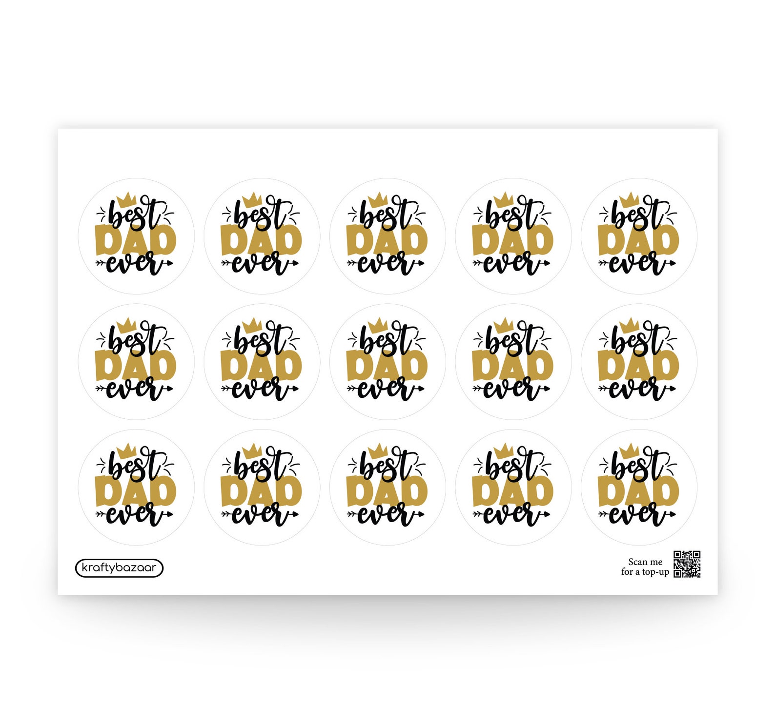Best Dad Ever Paper Labels, 37mm Self-adhesive Paper Stickers, Father's ...