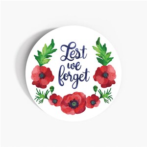 Lest We Forget Red Poppy Etiquetas de papel, 37 mm Adesivos de papel autoadesivos, Dia da Memória Multipack Papelaria Artesanal Etiquetas de decoração