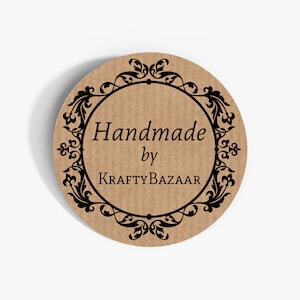 Étiquettes personnalisées en papier kraft vintage, autocollants blancs ou kraft au design antique 37 mm, étiquettes d'emballage d'affaires