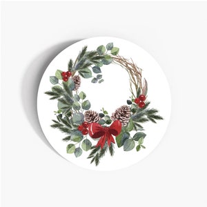 Papieren kerstkransetiketten, 37 mm zelfklevende vakantiestickers, vintage feestelijk briefpapier, ambachtelijke decorstickers