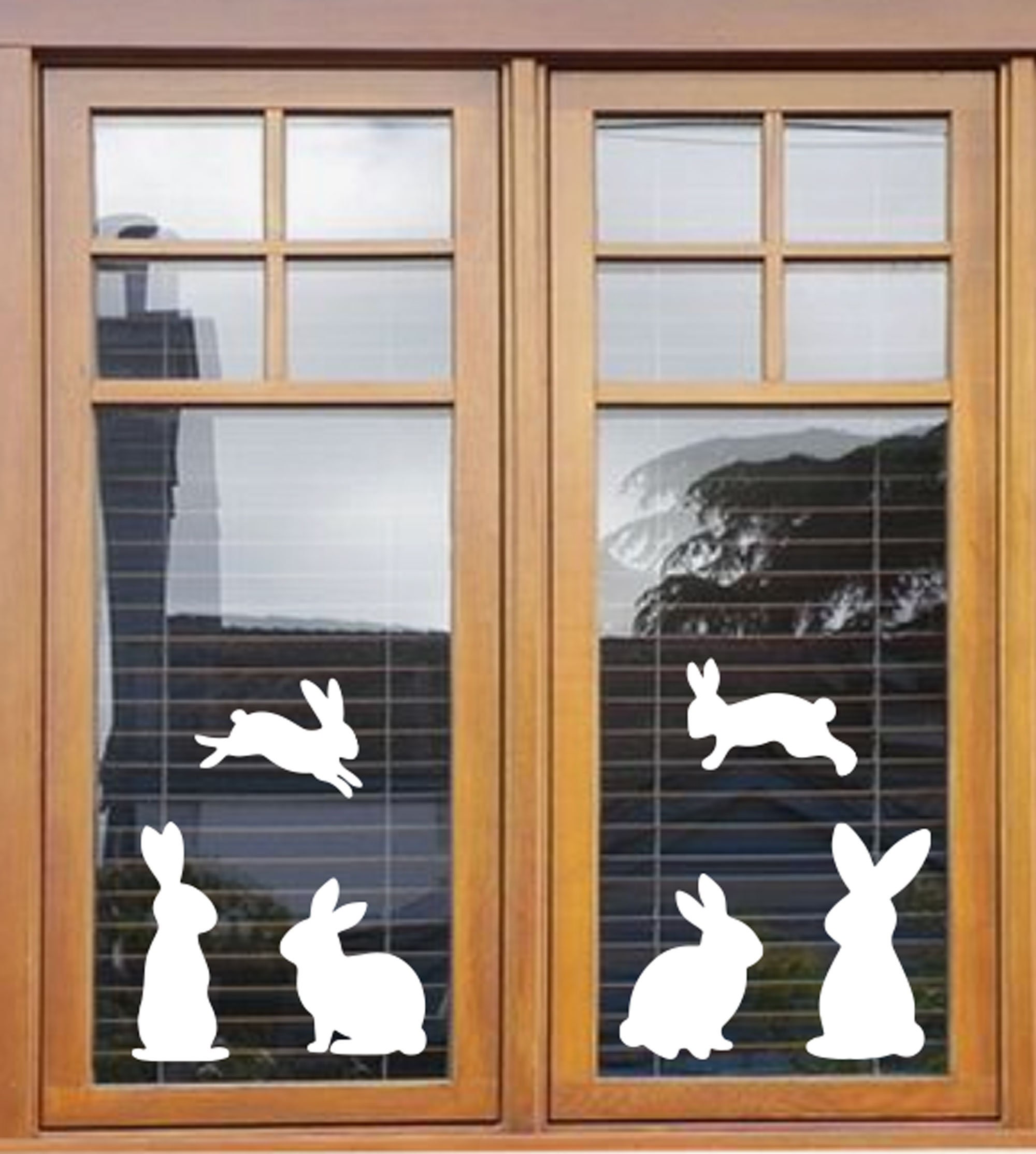 Set of 14 Large Bunnies Window Sticker, Easter Bunny Window Cling No ...