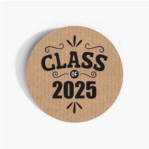 Etiquetas de graduación de 2025, pegatinas de 37 mm en papel kraft o blanco, etiquetas para embalaje empresarial