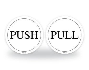 Push and Pull Door Stickers: Waterproof Door Signs (95mm)