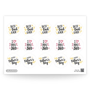 Happy Father's Day Multi-Papieretiketten, 37mm selbstklebende Papieraufkleber, Vatertag Multipack Stationery Craft Decor Labels