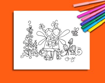 Digital Download Fairy Good Friends Coloring Page