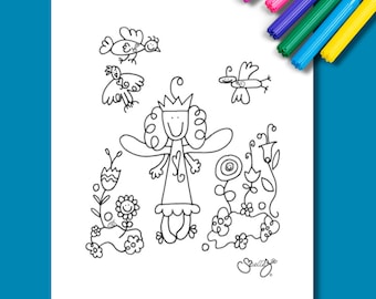 Digital Download Fairy Princess Coloring Page