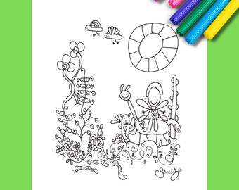 Digital Download Animal Fairy Coloring Page