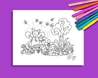 Digital Download Joyful Bug Fairy Coloring Page