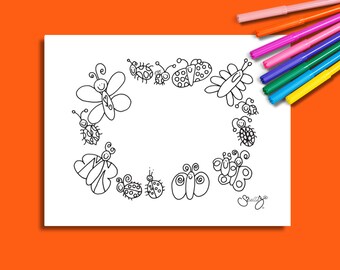 Digital Download Butterfly Frame Coloring Page