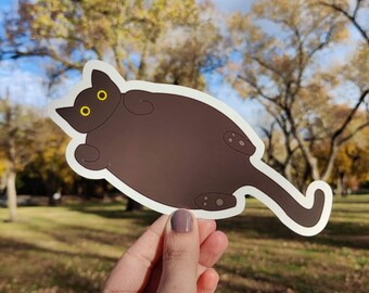 Rub My Belly Fat Cat PHIONA Glossy Vinyl Sticker (LARGE)