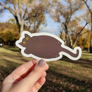 Rub My Belly Fat Cat PHIONA Glossy Vinyl Sticker (SMALL)