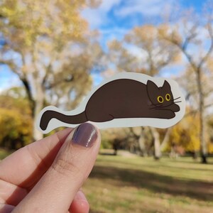 Playful Black Cat PHIONA Glossy Vinyl Sticker