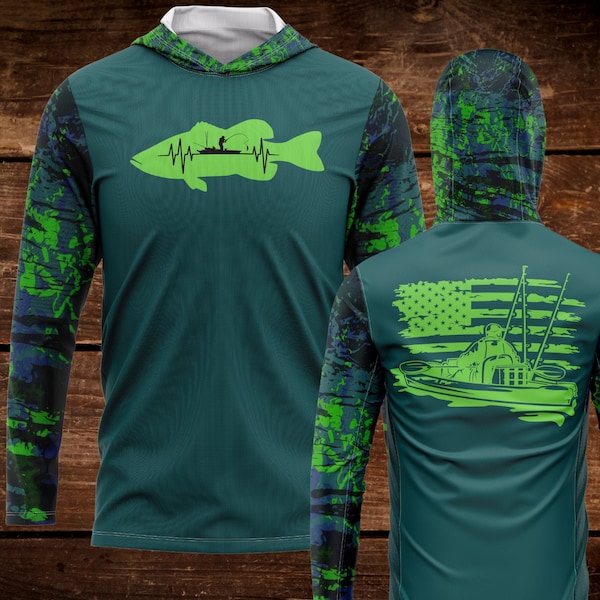 Kayak Fishing SPF Performance Long Sleeve Shirt, Kayak Angler Shirt, Bass Fishing Shirt, Kayak Shirt, Fly Fishing Shirt, Fishing Shirt