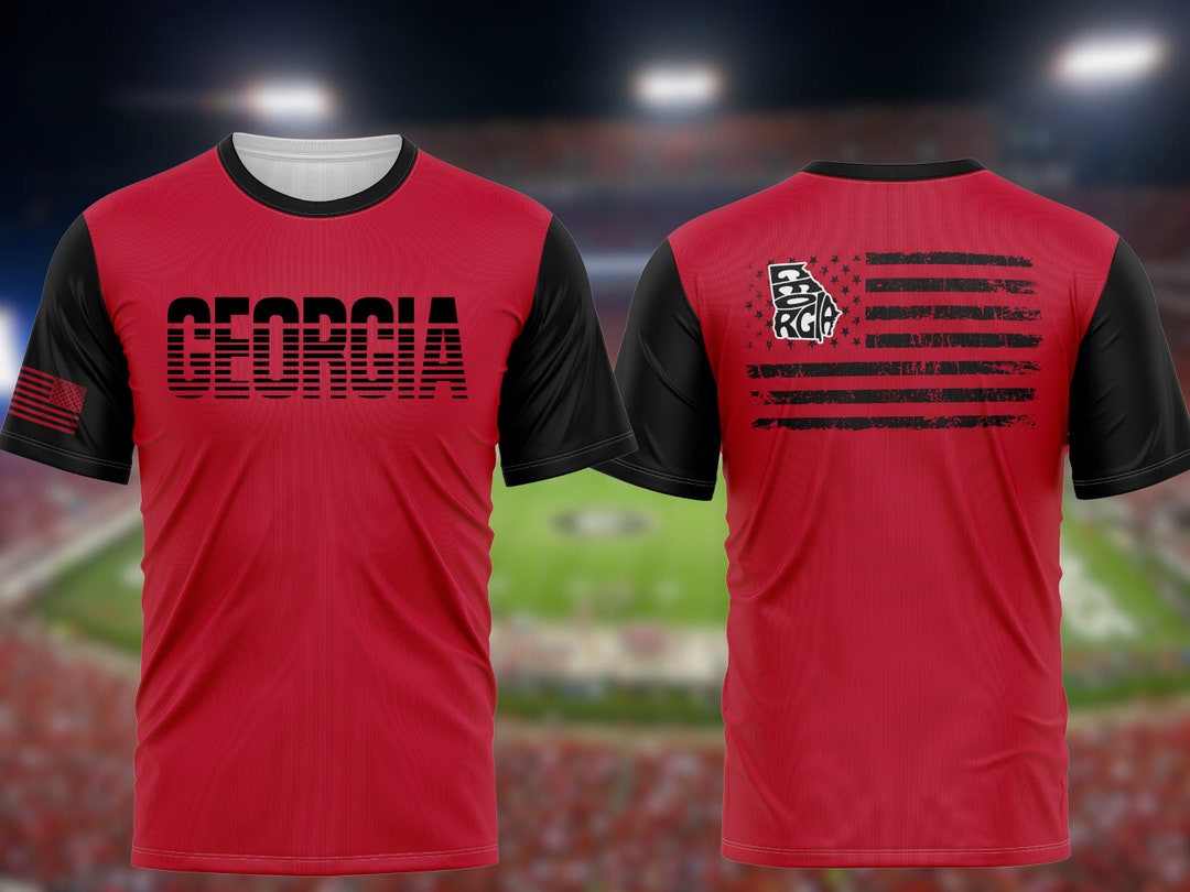 'GEORGIA' Oversized Print V-neck Football T-shirt Top - American Graham Apparel