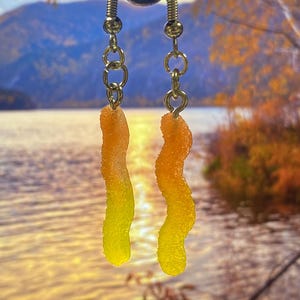 Gummy Worm Novelty Resin Dangle Earrings