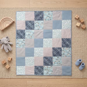 Beginner Baby Quilt Sewing Pattern, Modern Patchwork Nursery Blanket (PDF Download)