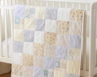 Beginner Baby Quilt Sewing Pattern, Modern Patchwork Nursery Blanket (PDF Download)