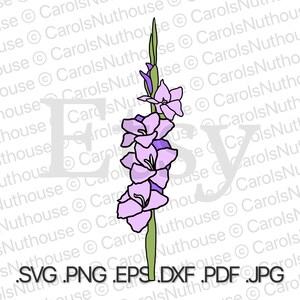 Augustus gladiolen SVG, gladiolen bloem SVG, augustus bloem SVG, delicate bloem SVG