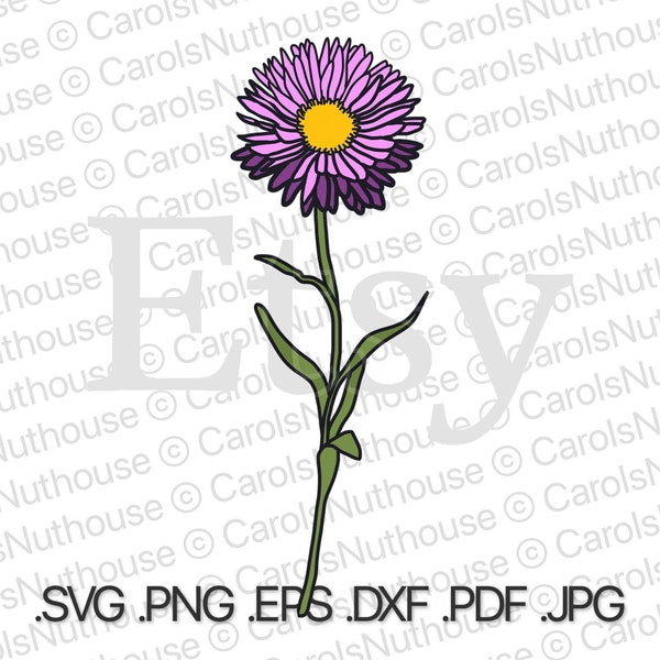 September Aster SVG, Aster Flower svg, Delicate Flower svg, Wild Flower SVG, Birth Flower svg, Aster SVG