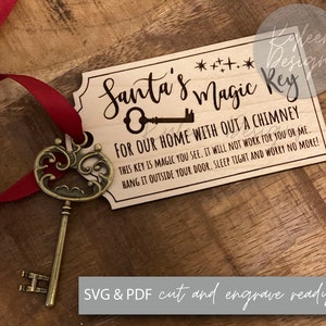 Santa's Magic Key voor ons huis zonder schoorsteen SVG & PDF laserklaar digitaal bestand