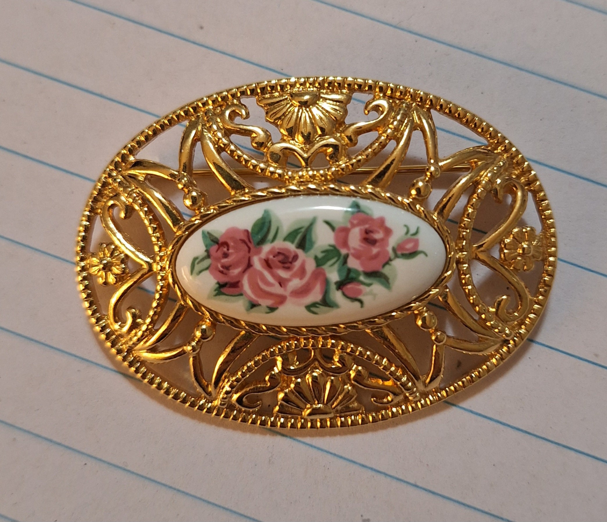 Vintage Avon Pink Rose Brooch