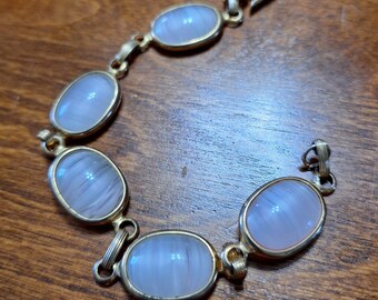 Vintage Sarah Coventry Pink Glass Stone Bracelet