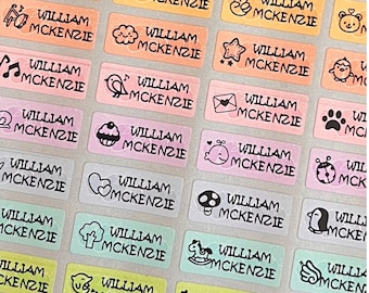 72/144 Pastel Name Labels Stickers, Name Labels for Kids, Name Labels for School, Name Labels for Bottle, Boys & Girls Name Stickers