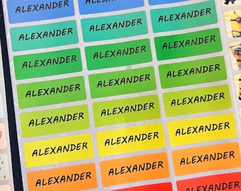 72/144 Colourful Name Labels Stickers, Name Labels for Kids, Name Labels for School, Name Labels for Bottle, Customize Name Label Stickers