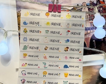 72/144 Transparent Animal Cartoon Name Stickers, Name Labels for Kids, Name Labels for School, Name Labels for Bottle