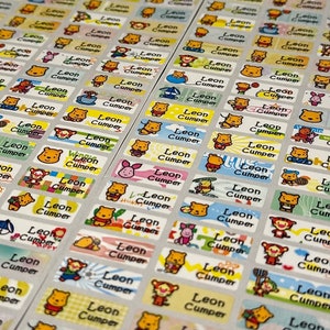 72/144 Etiquetas adhesivas con nombre de Winnie the Pooh, etiquetas para niños, etiquetas para la escuela, etiquetas para botellas