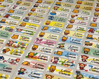 72/144 Winnie the Pooh Name Labels Stickers, Name Labels for Kids, Name Labels for School, Name Labels for Bottle