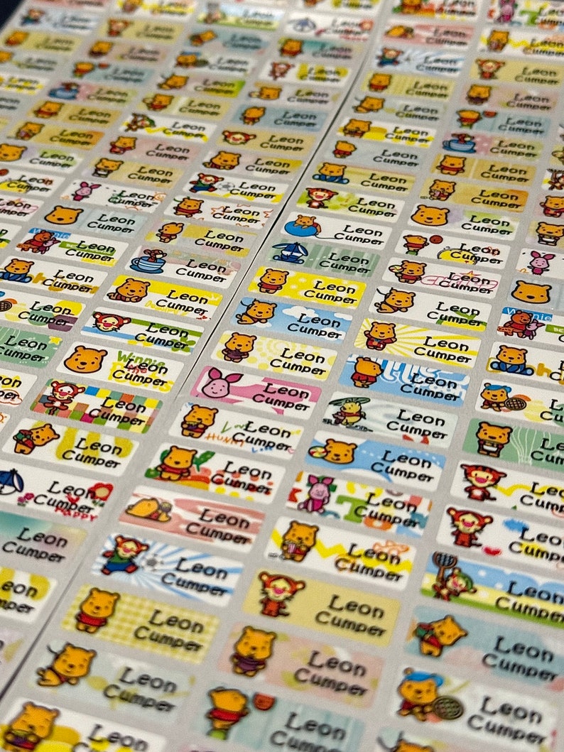 Cartoon Character Name Labels for Kids, Stickers 72/144 - Etsy