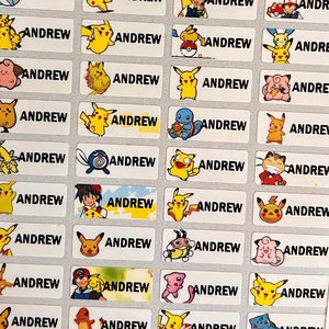 72/144 Etiquetas adhesivas con nombres de Pokémon, etiquetas para niños, etiquetas para la escuela, etiquetas para botellas