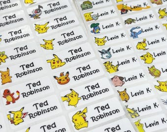 Pokemon Name Labels Stickers, School Labels 72/144