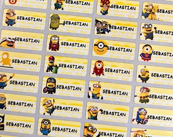 Minion Name Labels for Kids, School, Bottle, 72/144