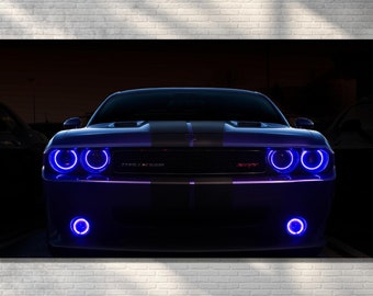 Dodge Challenger Hellcat Poster, Dodge Challenger Canvas Wall Art Print, Supper Car Poster Gift, Home Decor, Framed Option