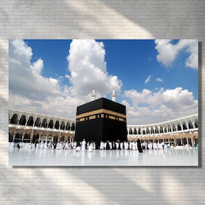 Kaaba Printed, Qibla Canvas Decor, Ramadan Eid Gift Canvas Art, People In The Kaaba Wall Hanging, Christmas Gifts, 3D Wall Art,