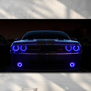 Dodge Challenger Hellcat Poster, Dodge Challenger Canvas Wall Art Print, Supper Car Poster Gift, Home Decor, Framed Option