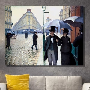 Gustave Caillebotte paris street rainy day 1877 Canvas Wall Art Exhibition Poster, Gustave Caillebotte Canvas Home Classic rainy day Canvas