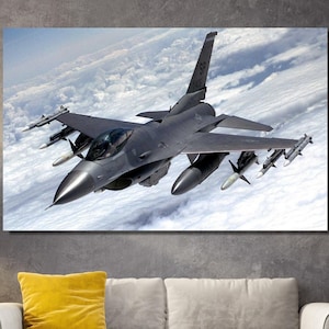Art mural sur toile F-16 Falcon Fighter Jet - Impression de motifs d&#39;avions militaires F-16, Impression de motifs d&#39;avions F-16 Tomcat, Art mural
