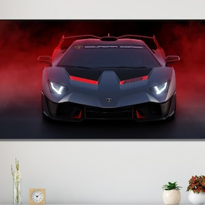Black Lamborghini Canvas Wall Decor Art, Extra Large Lamborghini Poster, Lamborghini Painting, Gift for Him, super car lamborghini print
