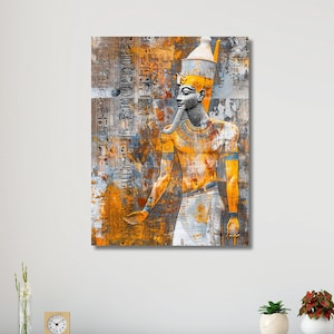 Egyptian Hieroglyphs Framed Canvas, Ancient Egypt Wall Art, Cultural Print, Egyptian Mythology Wall Art, Egypt Symbols Silver Framed Poster
