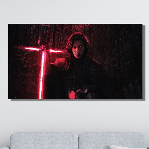 Kylo Ren Poster, Kylo Ren Canvas Wall Art,StarWars Movie Poster,Kylo Ren Canvas Print Kids Wall Art Man Cave Gift Home Decor,Ready to Hang