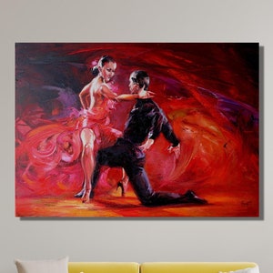 Tango Canvas Wall Art / Tango Couple Print, Dance Poster, Dancing Couple Wall Art,Ready to Hang,Gift,Tango Oil Painting, Couple Wall Decor,
