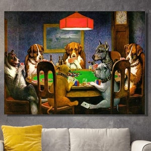 Dogs Playing Poker Canvas Wall Art, Dogs Playing Poker Art Print Poster, Dogs Playing Poker Canvas Print Picture Wall Art
