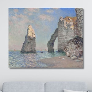 Claude Monet De Kliffen bij Etretat Wall Art Doek, Claude Monet Schilderij tentoonstelling Home Decor Poster