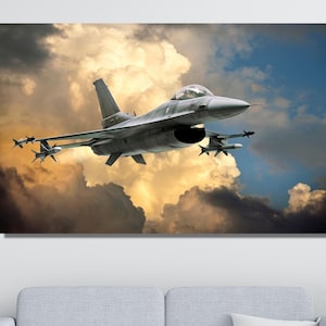Art mural sur toile F-16 Falcon Fighter Jet, impression de motifs d&#39;avions militaires F-16, toile de motifs d&#39;avions F-16 Tomcat, produits d&#39;art mural en commande à domicile
