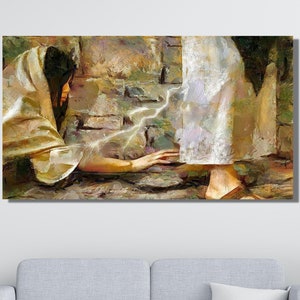 Touching The Hem Of Jesus’s Garment A Woman Healed By Jesus Wall Art Religious Art Print Canvas Wall Art Abstract Wall Art / Home Decor art