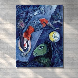 Marc Chagall Canvas Wall Art Print,, Marc Chagall Exhibition Poster, Chagall Exhibition Museum of Modern Art, Vintage Exhibition Poster
