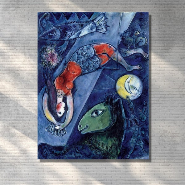 Marc Chagall Canvas Wall Art Print,, Marc Chagall Exhibition Poster, Chagall Exhibition Museum of Modern Art, Vintage Exhibition Poster